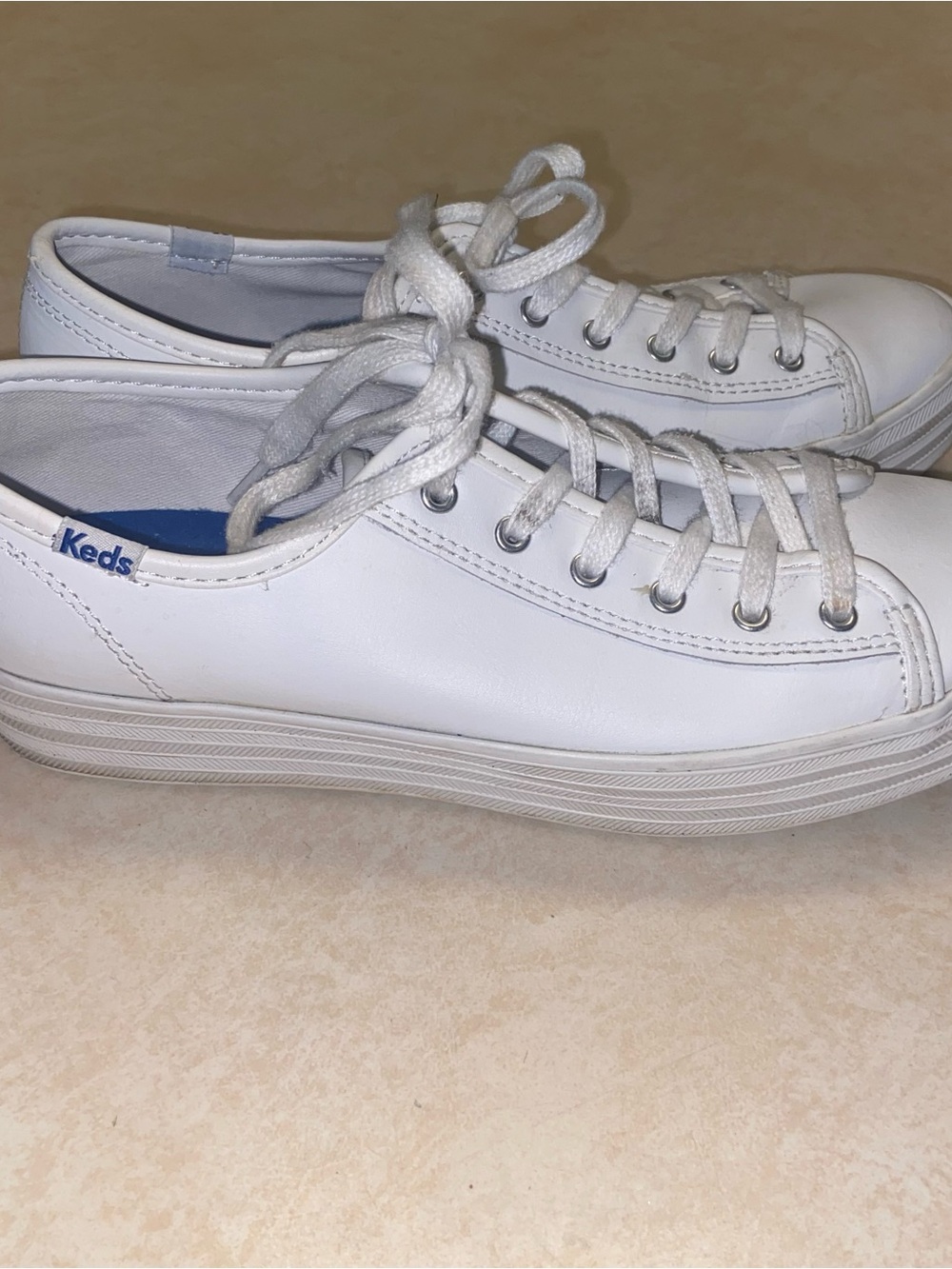 Keds Sneakers Womens Size 7 Triple Up Leather White Athletic Platform Shoes - Picture 6 of 11